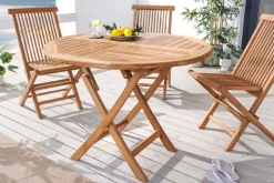 Massiver Gartentisch EMPIRE TEAK 100cm natur Teakholz rund klappbar Outdoor Balkontisch