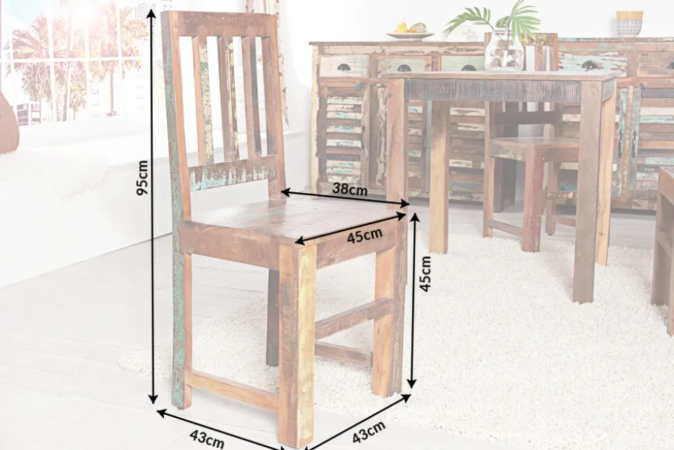 Massiver Holz Stuhl JAKARTA aus recycelten Fischerbooten