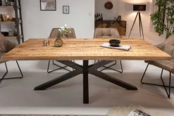 Massiver Industrial Esstisch GALAXIE 180cm Mangoholz sternenförmiges Gestell