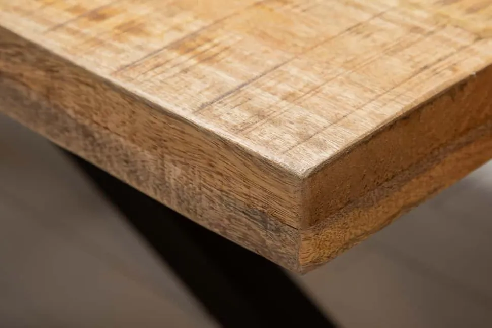 Massiver Industrial Esstisch GALAXIE 160cm Mangoholz sternenförmiges Gestell