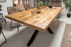 Massiver Industrial Esstisch GALAXIE 240cm natur Mangoholz schwarz Sterngestell