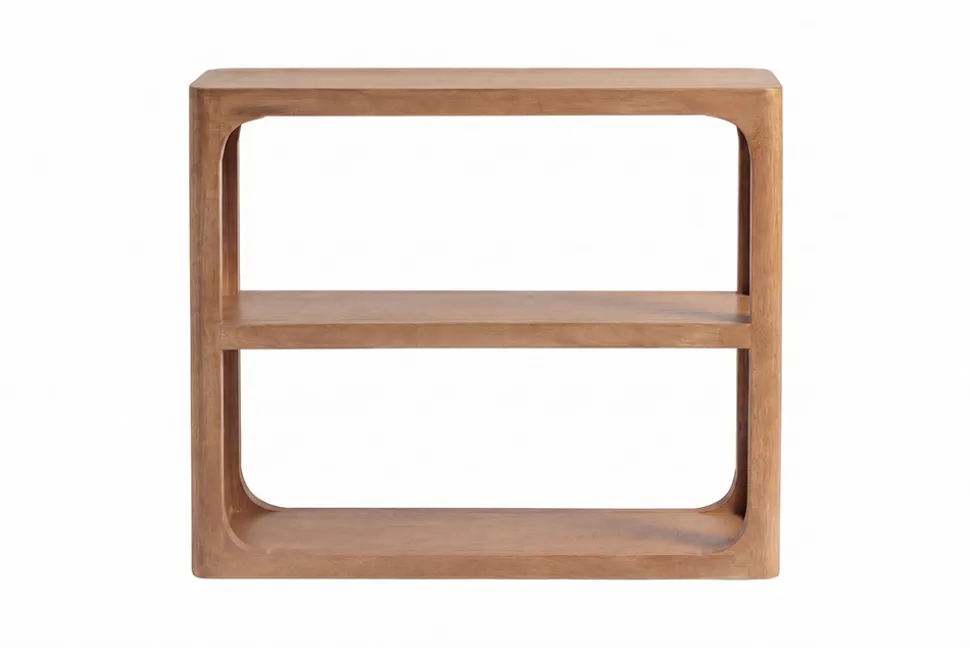 Massiver Konsolentisch ELEMENTS 90cm braun honey finish Mangoholz Regal