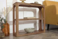 Massiver Konsolentisch ELEMENTS 90cm braun honey finish Mangoholz Regal
