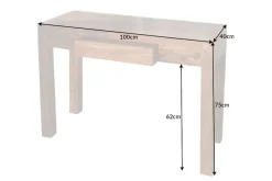 Massiver Sekretär MAKASSAR 100cm braun Sheesham stone finish Schreibtisch Konsolentisch