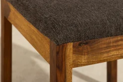 Massiver Stuhl MAKASSAR braun stone finish Sheeshamholz graubraun Strukturstoff