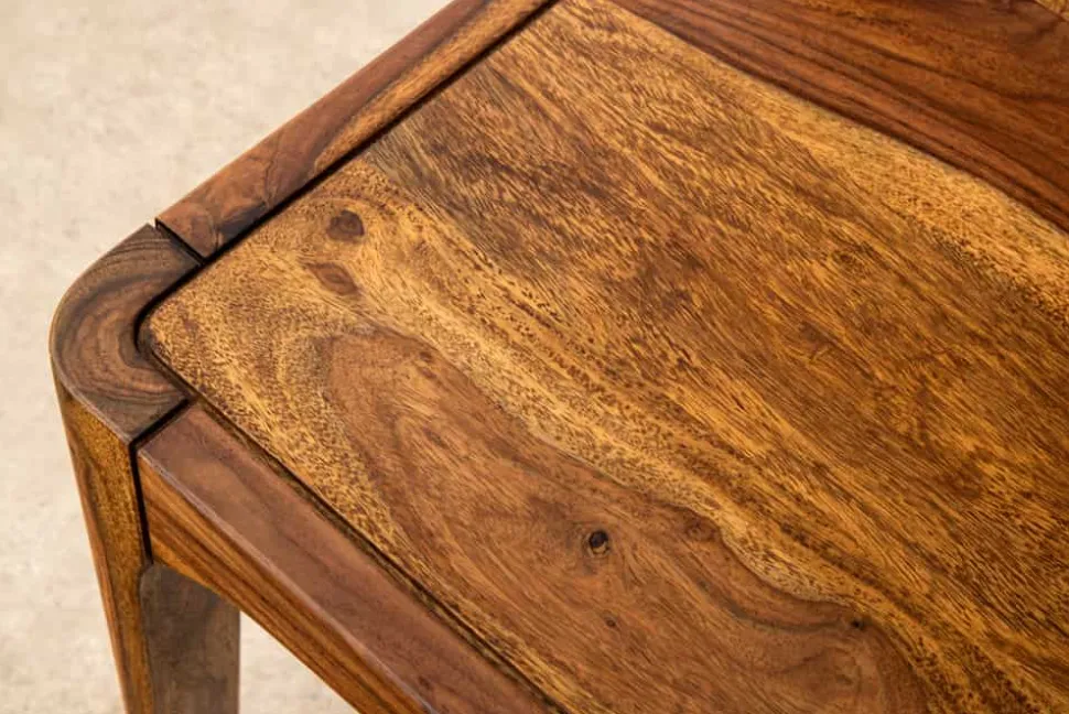 Massiver Stuhl ORGANIC braun Sheeshamholz stone finish handmade