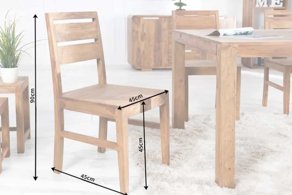 Massiver Stuhl PURE braun Sheesham Massivholz stone finish einzigartige Maserung