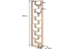 Massives Bücherregal JAVA 200cm natur recyceltes Teakholz Standregal Raumtrenner