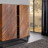 Massives Highboard ART 120cm braun Mangoholz 3D-Design schwarz Metall