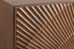 Massives Highboard GOLDEN SUNSET 120cm braun gold Mangoholz mit 3D Schnitzereien