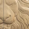 Massives Highboard LION 140cm weiß Mangoholz Metall 3D Schnitzereien Kunstwerk