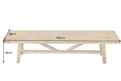 Massive Sitzbank RIVIERA 180cm natur recyceltes Pinienholz Landhaus-Stil