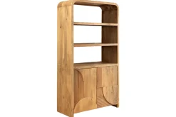 Massives Regal ART DECO 175cm cream finish beige Mangoholz abgerundet mit 3D-Front