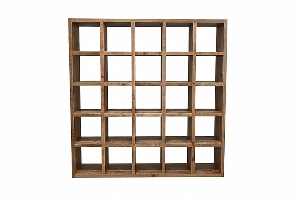 Massives Regal IRON CRAFT 200cm natur Mangoholz Bücherregal 25 Fächer