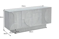 Massives Sideboard ART DECO 170cm grau Mangoholz 3D-Front
