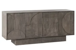 Massives Sideboard ART DECO 170cm grau Mangoholz 3D-Front