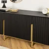 Massives Sideboard GATSBY 160cm schwarz gold Mangoholz Retro handmade
