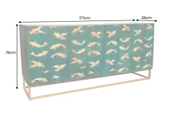 Massives Sideboard GOLDEN LAGOON 180cm türkis gold Mangoholz Metall 3D-Front