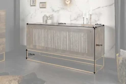 Massives Sideboard ONYX 160cm dunkelbraun gold Mangoholz Edelstein Achat Schiebetüren