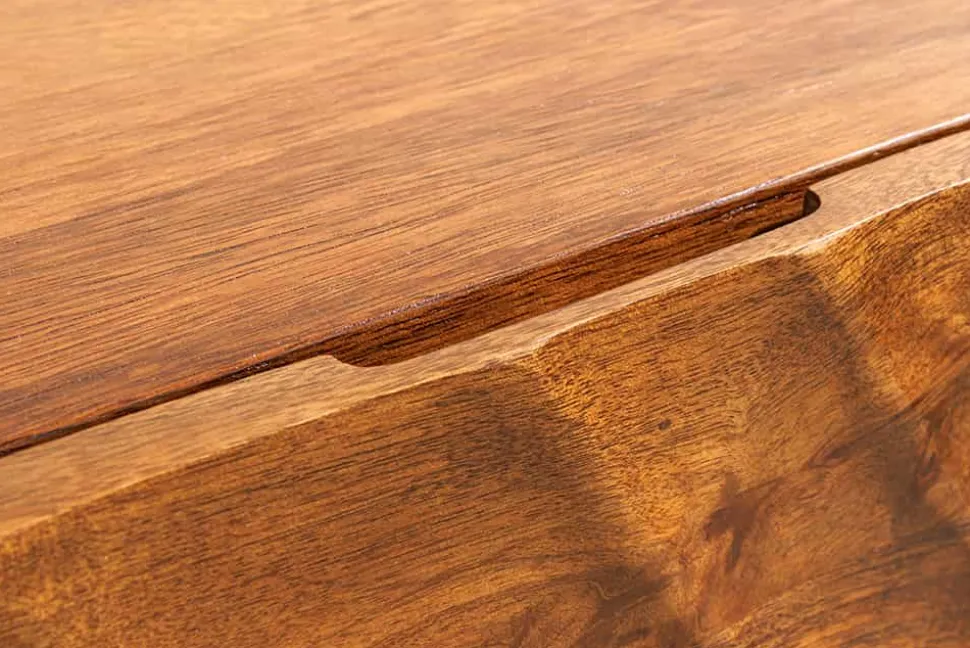 Massives Sideboard SCORPION 180cm braun hängend Mangoholz mit 3D Schnitzereien