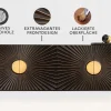 Massives Sideboard SOLARIS 180cm schwarz gold Mangoholz 3D-Design
