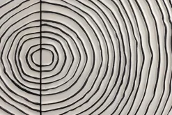Massives Sideboard ZEN CIRCLES 180cm weiß schwarz gold Mangoholz 3D-Design