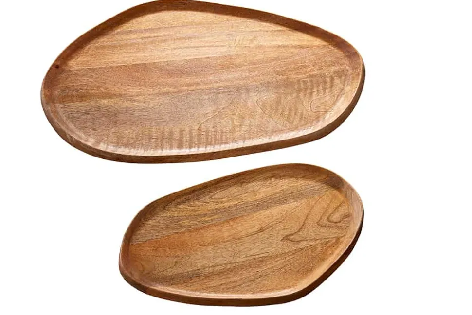 Massives Tablett 2er Set AMAZONAS 56cm Mangoholz handgearbeitet