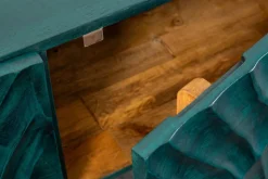 Massives TV-Board SCORPION 160cm türkis Mangoholz hängend Lowboard