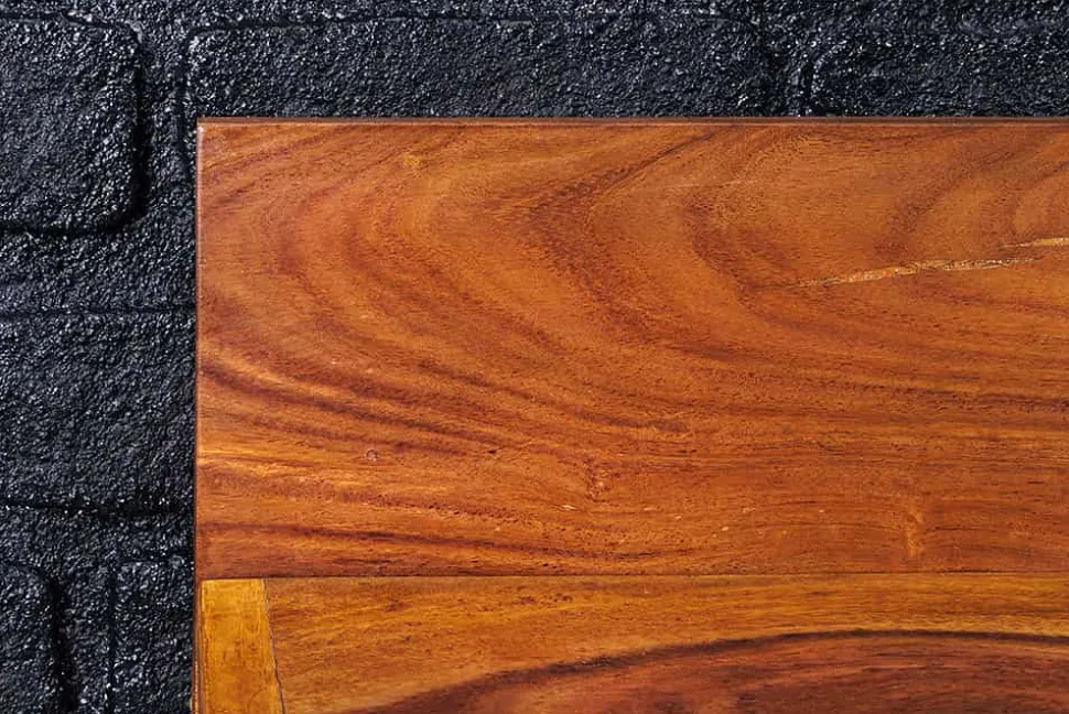 Massives Wandregal MAKASSAR 140cm braun Sheeshamholz stone finish