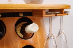 Massives Weinregal BODEGA 84cm natur Pinienholz Weinfass Barschrank für 14 Flaschen