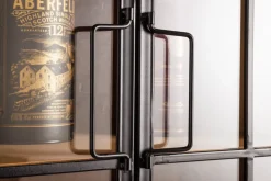 Massive Vitrine SEVEN SEAS 150cm natur Pinie Industrial-Türen Metall Barschrank