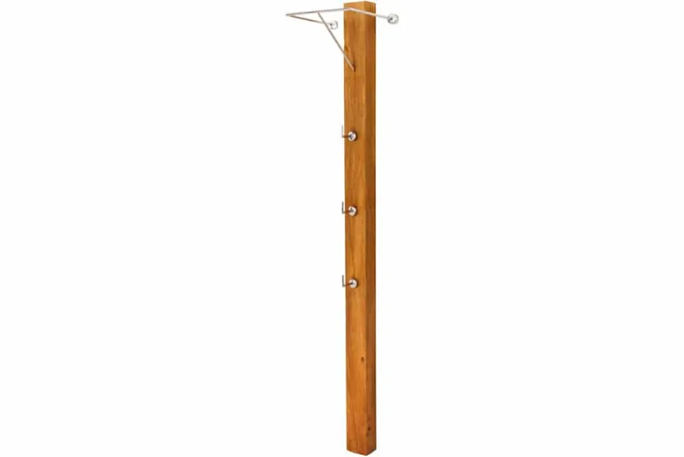 Massive Wandgarderobe JAVA 185cm recyceltes Teakholz mit drei Kleiderhaken