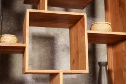 Massivholz Bücherregal CUBUS 190cm Akazie honey finish Metallfüße schwarz Standregal