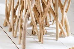 Massivholz Beistelltisch DRIFTWOOD 60cm natur Teak viereckig im Stelzen-Design