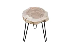Massivholz Beistelltisch GOA 40cm natur Akazie Baumstamm Metall schwarz Hairpin Legs
