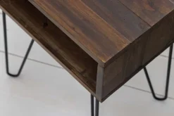 Massivholz Beistelltisch SCORPION 55cm Akazie Nachttisch mit Ablage Hairpin Legs Metall