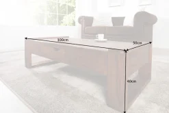 Massivholz Couchtisch MARKANT 100cm braun Sheesham stone finish Schublade Stauraum