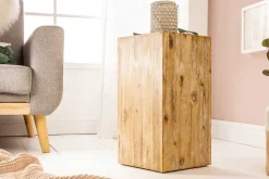 Massivholz Dekosäule COLUMNA 50cm Akazie teak-grau gekälkt Beistelltisch
