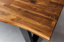 Massivholz Esstisch GENESIS 160cm natur anthrazit Akazie Baumkante Industrial Design