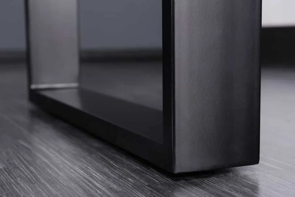 Massivholz Esstisch IRON CRAFT 180cm Sheesham stone finish Metallgestell schwarz