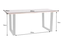 Massivholz Esstisch LIVING EDGE 200cm natur Wildeiche geölt Baumkante Metallbeine