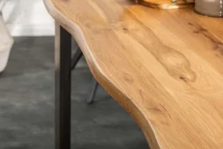 Massivholz Esstisch LIVING EDGE 200cm natur Wildeiche geölt Baumkante Metallbeine