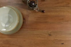 Massivholz Esstisch MAMMUT 180cm Akazie U-Gestell schwarz Baumkante 6cm Tischplatte