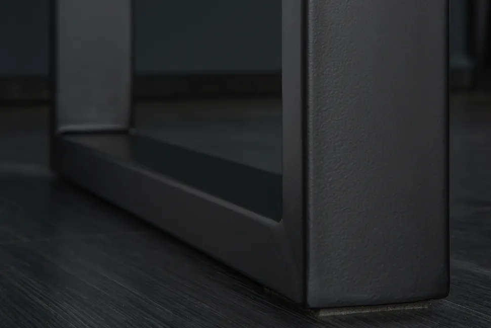 Massivholz Esstisch MAMMUT 200cm Akazie 3,5cm Tischplatte Baumkante Metall schwarz