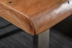 Massivholz Esstisch MAMMUT 180cm Akazie U-Gestell Edelstahl Baumkante 6cm Tischplatte