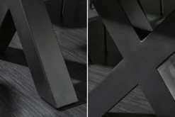Massivholz Esstisch MAMMUT 180cm Akazie X-Gestell schwarz Baumkante 6cm Tischplatte
