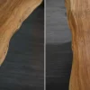 Massivholz Esstisch MAMMUT 240cm natur Akazie X-Gestell schwarz Metall Baumkante