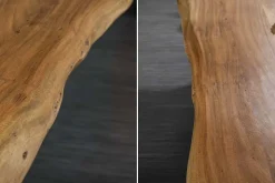 Massivholz Esstisch MAMMUT 220cm natur Akazie X-Gestell schwarz Metall Baumkante