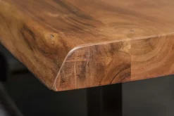 Massivholz Esstisch MAMMUT NATURE 200cm Akazie Baumkante 6cm Tischplatte Edelstahlbeine