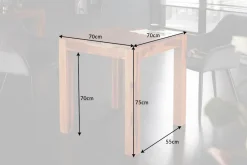 Massivholz Esstisch PURE 70cm braun Sheesham stone finish Bistrotisch quadratisch
